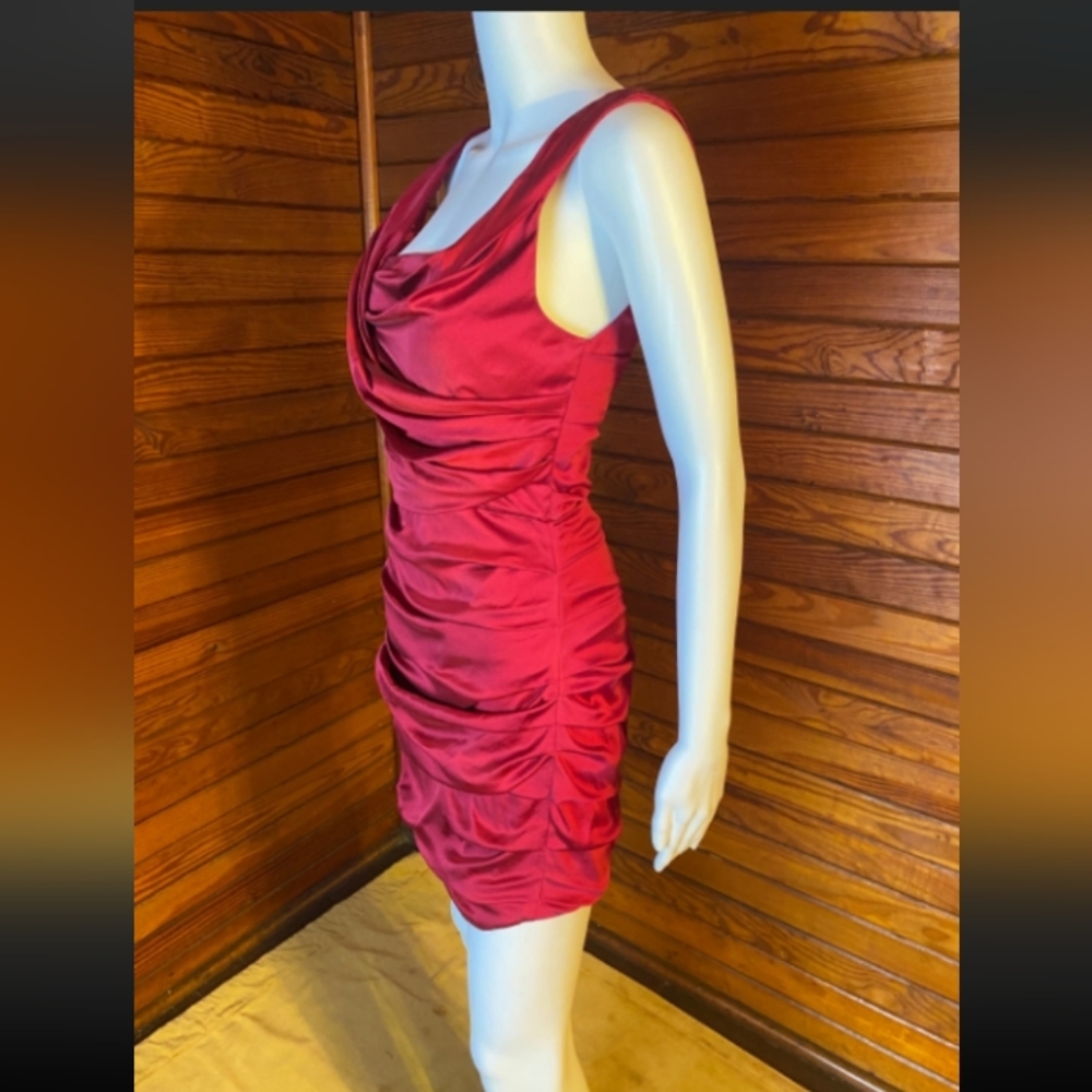 Express Design Studio- Ruby Red Silk Cocktail Dre… - image 6